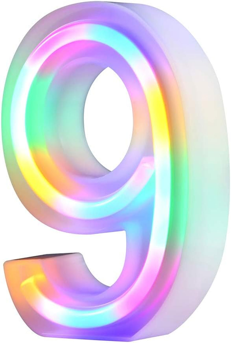 Neon Letter Lights 26 Alphabet Letter Bar Sign Letter Signs for Wedding Christmas Birthday Partty Supplies,Usb/Battery Powered Light up Letters for Home Decoration-Colourful 9