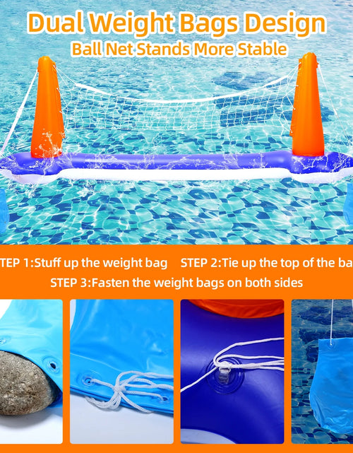 Load image into Gallery viewer, Pool Toys - Swimming Pool Basketball &amp; Volleyball Sets Incl Inflatable Pool Volleyball Net, Floating Basketball Hoop and Water Football, Kids Summer Toys, Pool Games for Adults and Family
