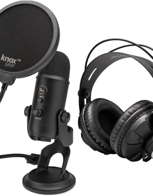 Load image into Gallery viewer, Yeti USB Microphone (Blackout) Bundle with Knox Gear Headphones and Pop Filter (3 Items)
