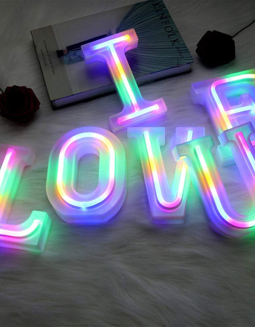 Load image into Gallery viewer, Neon Letter Lights 26 Alphabet Letter Bar Sign Letter Signs for Wedding Christmas Birthday Partty Supplies,Usb/Battery Powered Light up Letters for Home Decoration-Colourful 9
