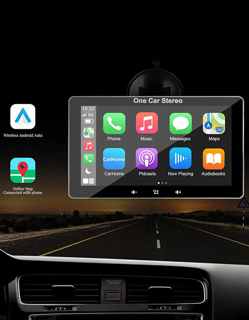 Load image into Gallery viewer, 2023 Newest  Portable Car Radio with Apple Carplay and Android Auto, Wireless Car Stereo 7&quot; IPS Touchscreen with Bluetooth Hands-Free/Mirror Link/Siri Assistant, Windshield Mounted
