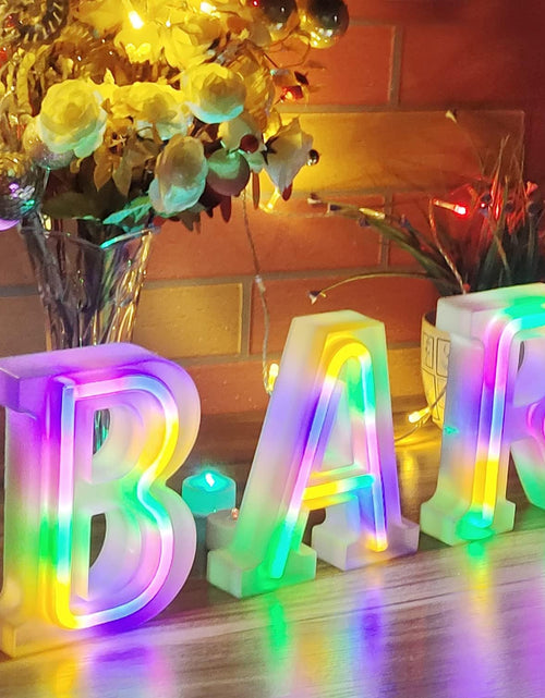 Load image into Gallery viewer, Neon Letter Lights 26 Alphabet Letter Bar Sign Letter Signs for Wedding Christmas Birthday Partty Supplies,Usb/Battery Powered Light up Letters for Home Decoration-Colourful 9
