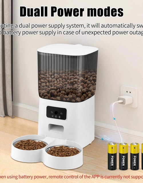 Load image into Gallery viewer, Automatic Pet Feeder with Camera for 2 Pets, 1080P Camera 5L Cat Feeder with 2 Stainless Steel Bowls, Two Way Talk, Remote APP Control Support 2.4G Wifi
