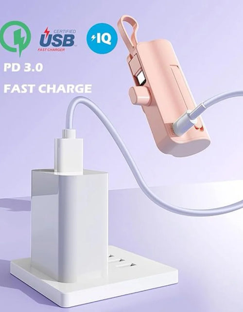 Load image into Gallery viewer, Mini Power Bank,Capsule Power Phone Charger 5500Mah,Portable Charger with Dual USB-C Ports for Iphone 15/15 Plus/15 Pro/15 Pro Max/Android Phone/Samsung/Moto/Lg Etc (Pink)
