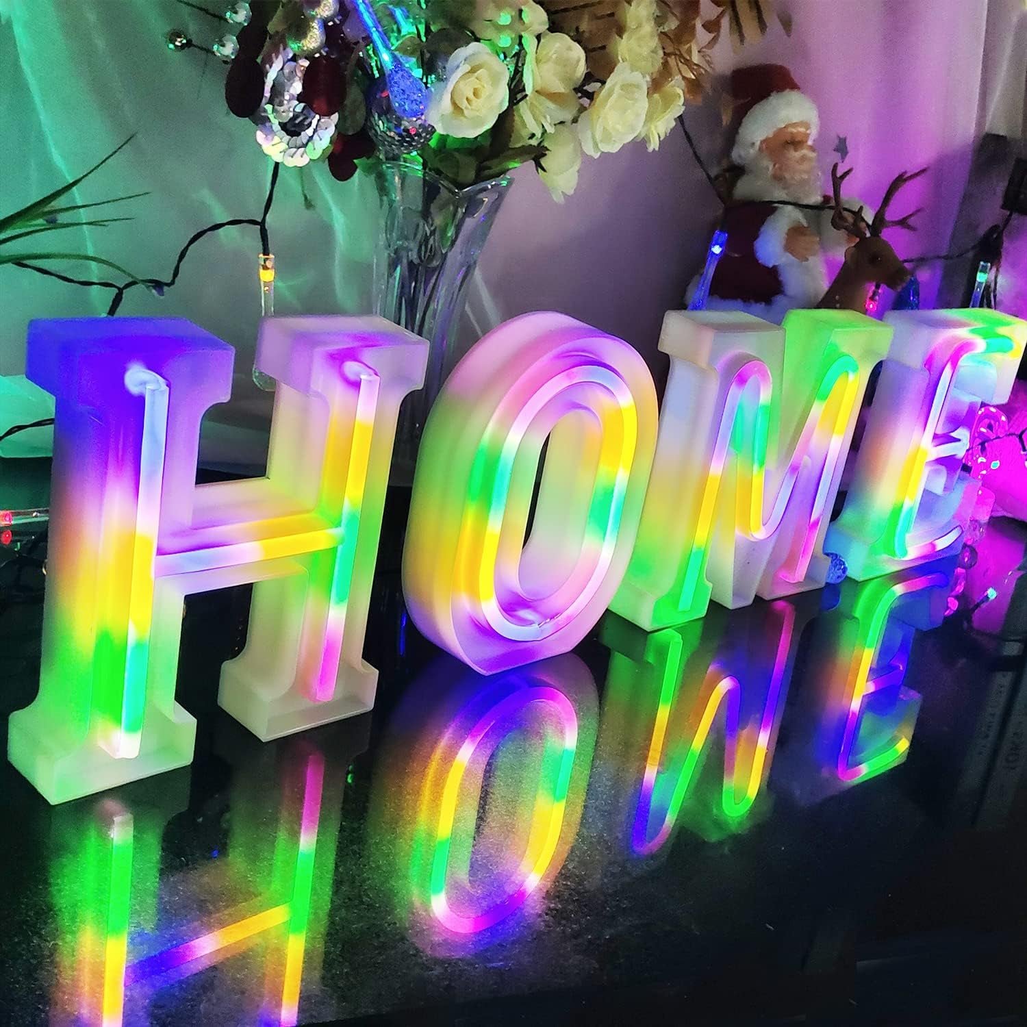 Neon Letter Lights 26 Alphabet Letter Bar Sign Letter Signs for Wedding Christmas Birthday Partty Supplies,Usb/Battery Powered Light up Letters for Home Decoration-Colourful 9