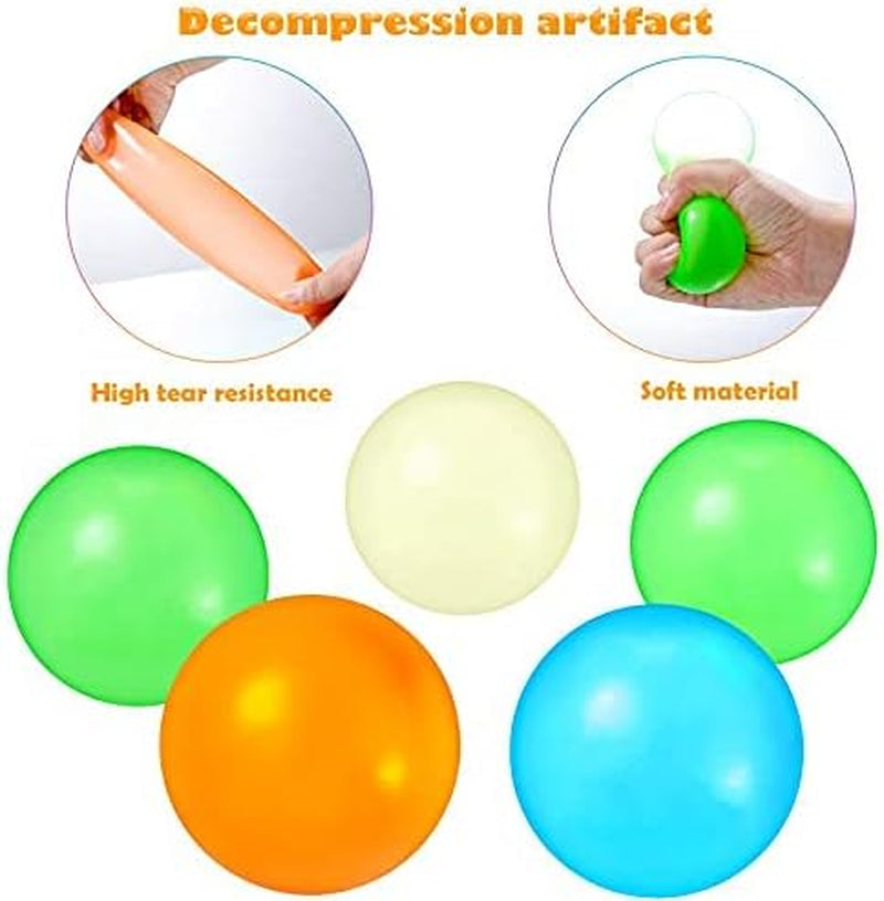 8 Pieces Glow in the Dark Stress Balls Ceiling Balls Sticky Balls That Stick to the Ceiling Glowing Balls for Relax Toy Teens and Adults (White, Blue, Orange, Green, 1.8 Inches)