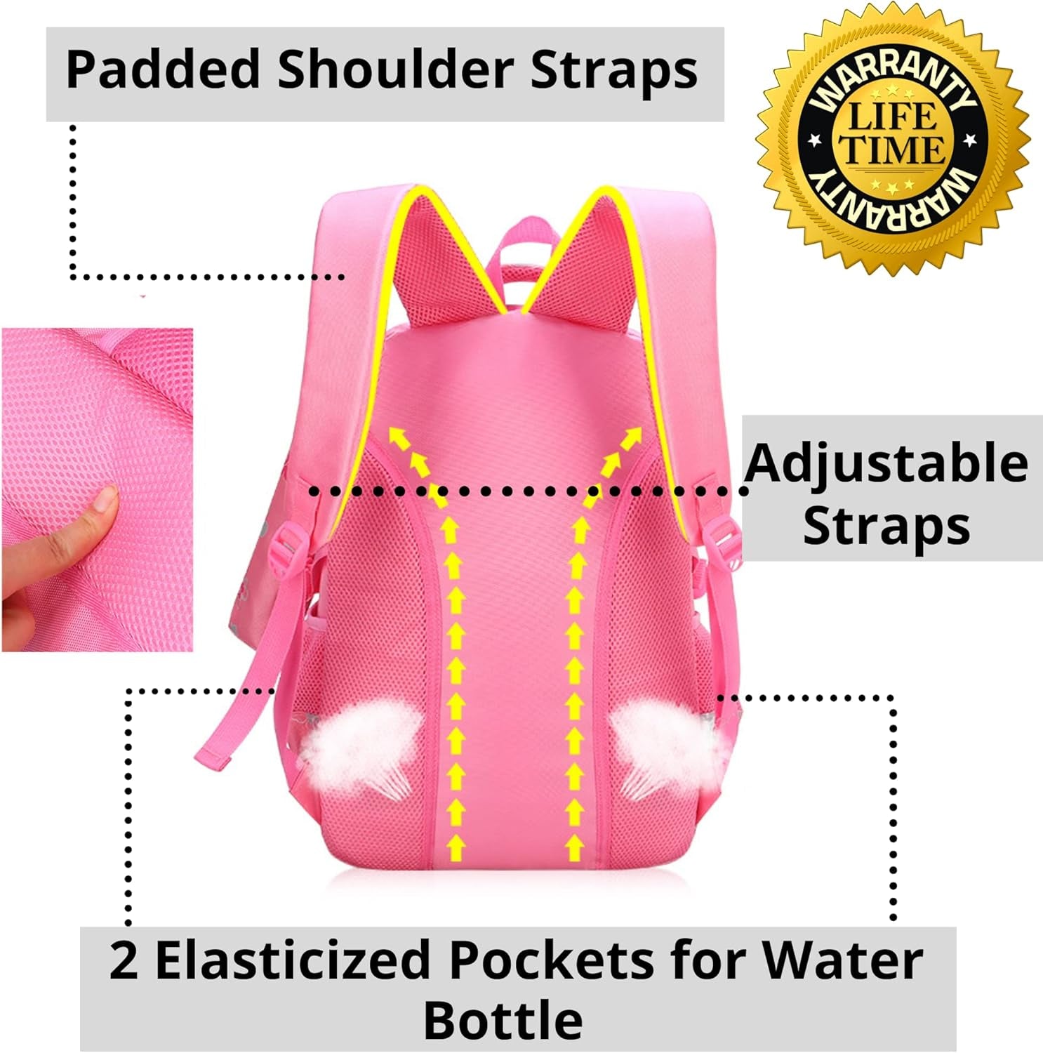 Kids Backpack for Girls Unicorn Backpack for School Water Repellent | Cute Backpacks for Elementary or Kindergarten | Pink School Bag 15” School Backpack