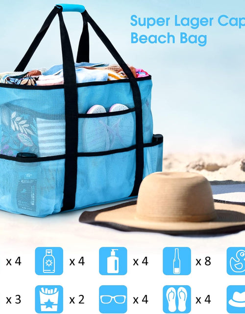 Load image into Gallery viewer, Beach Bag, Extra Large Beach Bags for Women Waterproof Sandproof, Mesh Beach Tote Bags Travel Pool Bag
