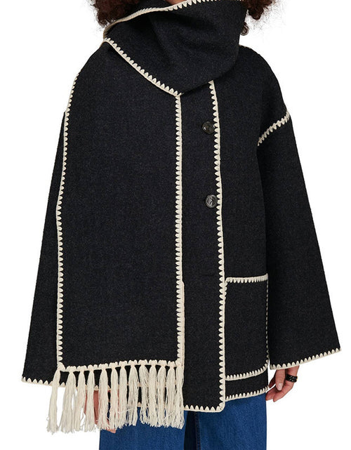 Load image into Gallery viewer, Women&#39;s Woolen Coat Thick Loose With Scarf
